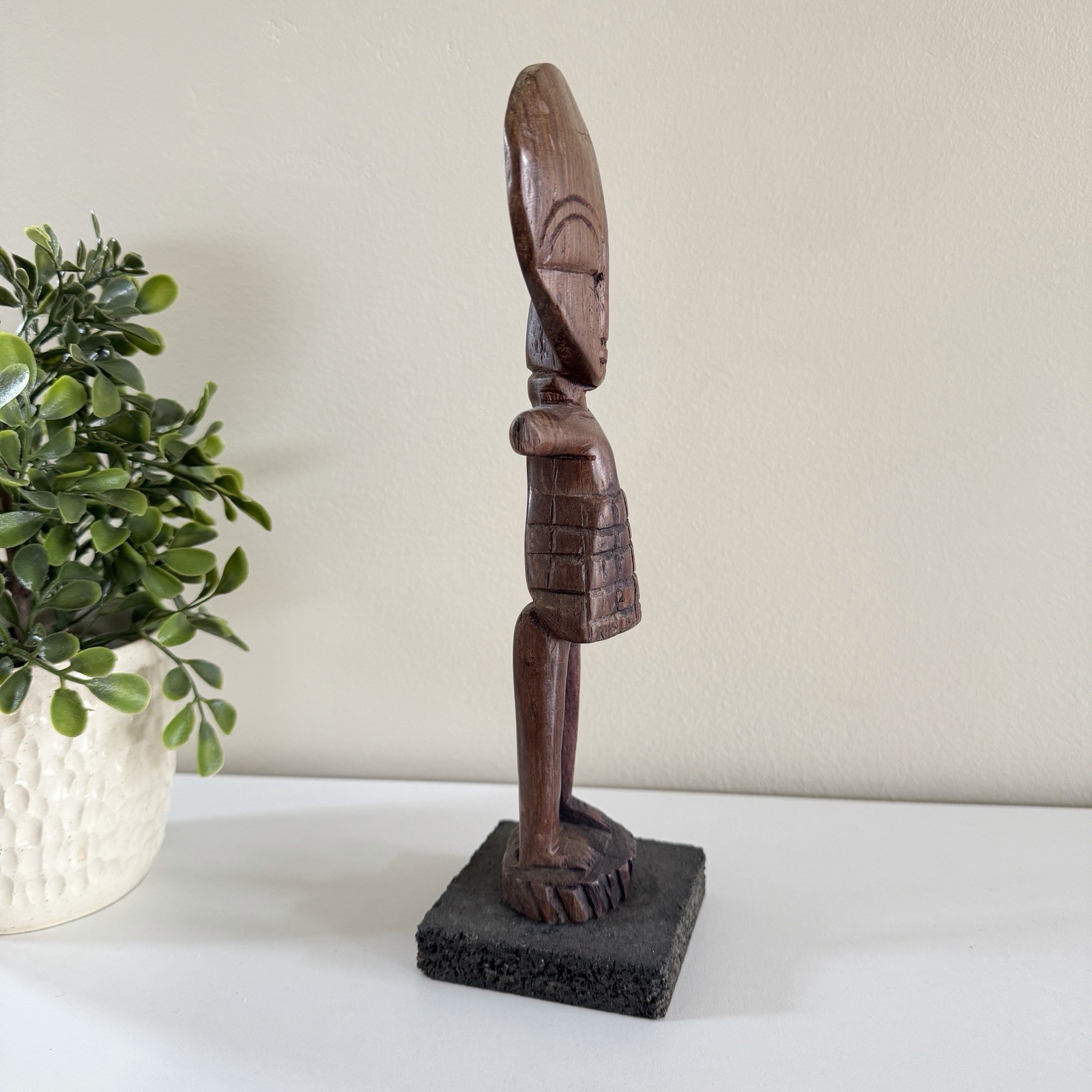 African Ashanti Fertility Doll 10” Hand‑Carved Wood Ghana Tribal Art