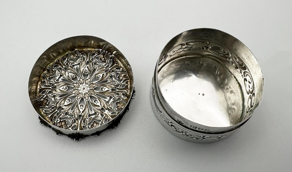 EDWARDIAN OPENWORK POMANDER BOX STERLING SILVER BIRMINGHAM 1909 W COMYNS