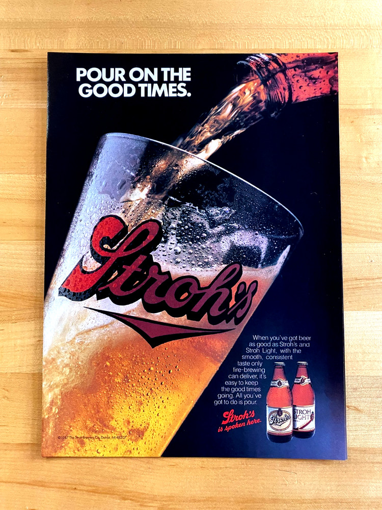 1987 Print Ad Stroh's Light