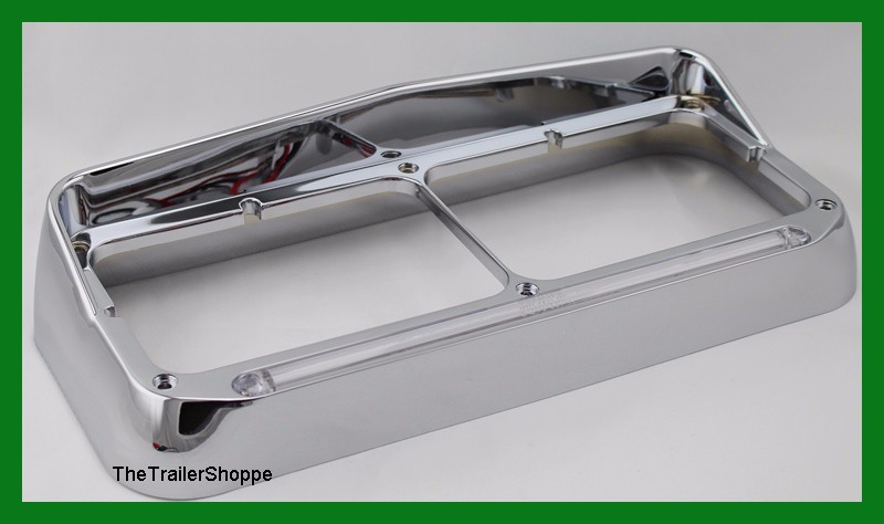 Headlight Bezel With Visor Rectangular Dual Lights 24 Amber Clear Lens "GLO" LED