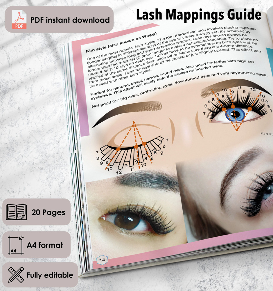 Lash Mappings, Eyelashes Extension Training Manual, Lash Practiсe Guide, PDF