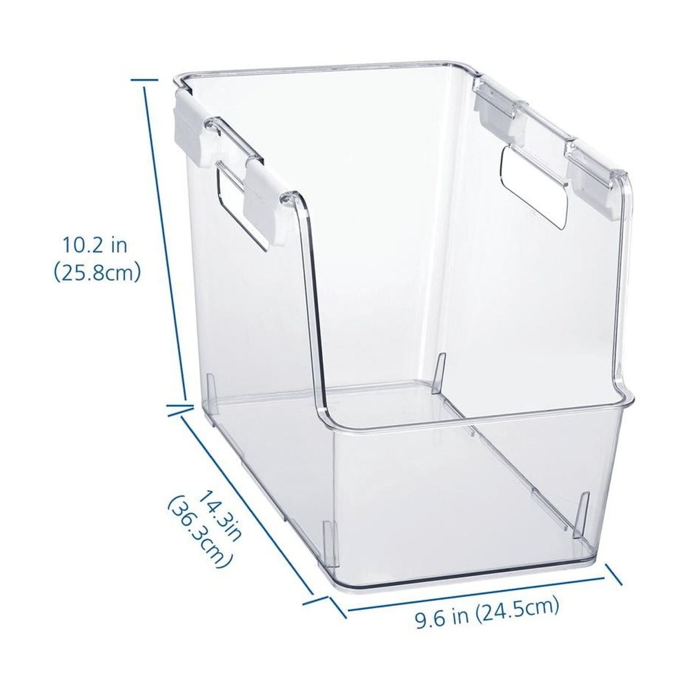 Small Clear Plastic Stackable Bin Closet W/ White Latches