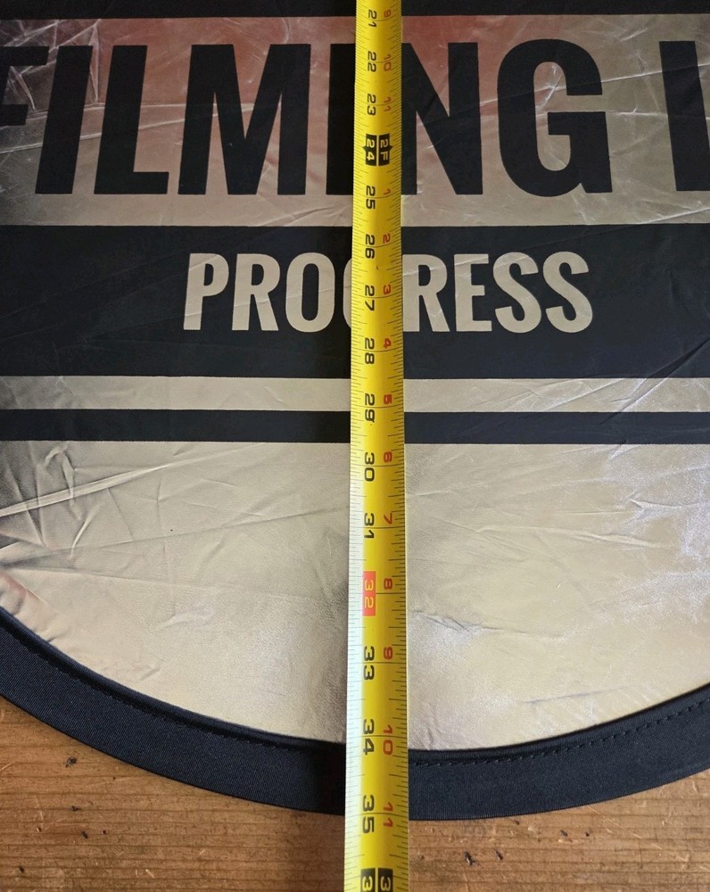 “Quiet Please Filming In Progress” Collapsible Sign / Reflector Double Sided Euc