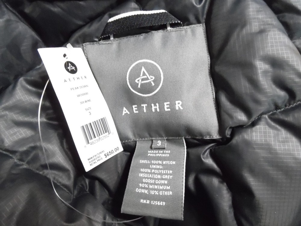 Aether Apparel Peak Down Ski Snowboard Jacket sz 3/L NWT
