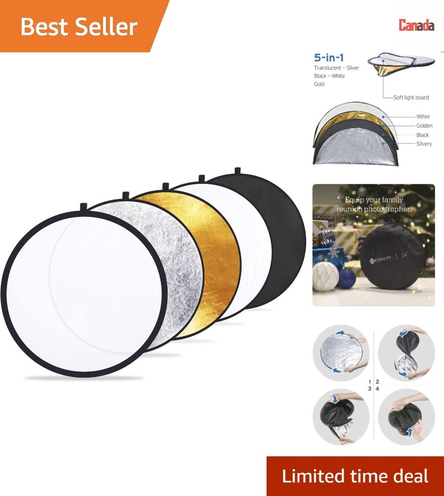 Compact Collapsible Reflector with Carrying Pouch - Photography Lighting