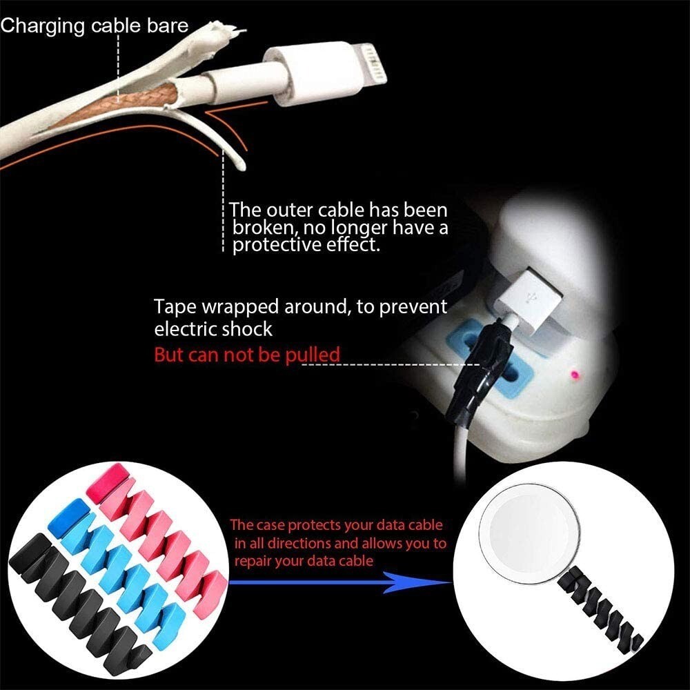 5pcs Universal Silicone Spiral USB Cable Cord Earphone Protector Saver Cover