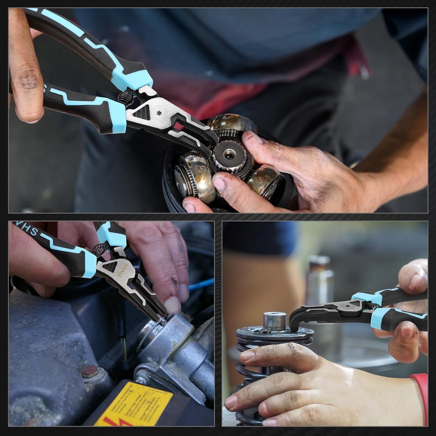 SHALL Snap Ring Pliers Set, 4PCS Heavy Duty 7 " Internal External Circlip Pliers