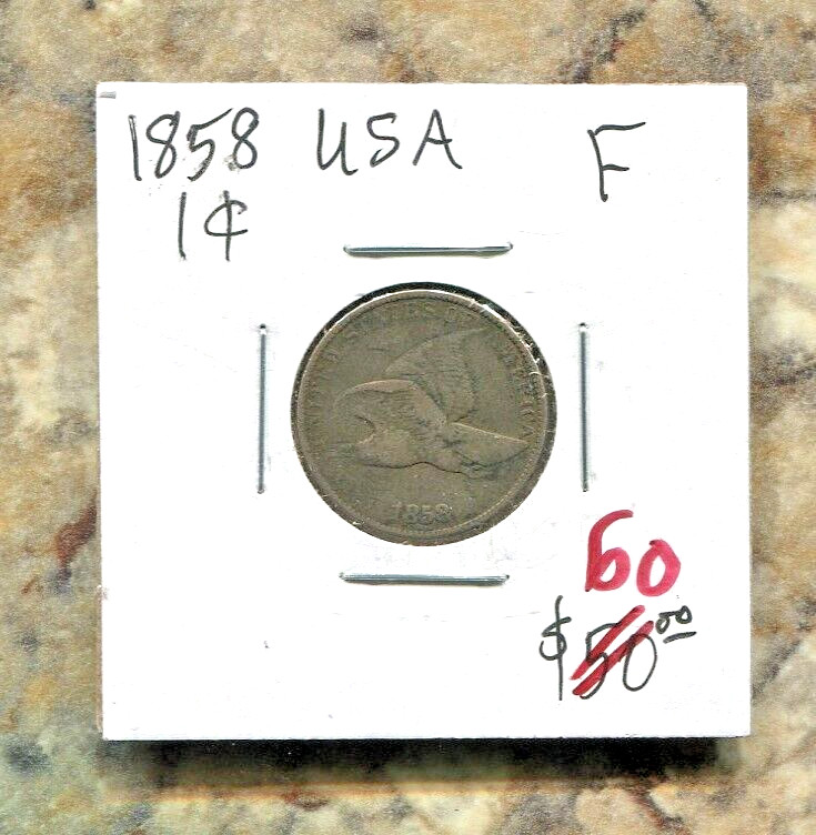 US - BEAUTIFUL HISTORICAL FLYING EAGLE CENT, 1858, KM# 85