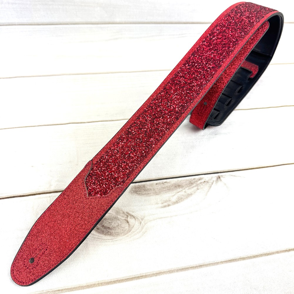 Walker And Williams GL-107 Red Ruby Slipper Glitter Bomb Padded Guitar Strap