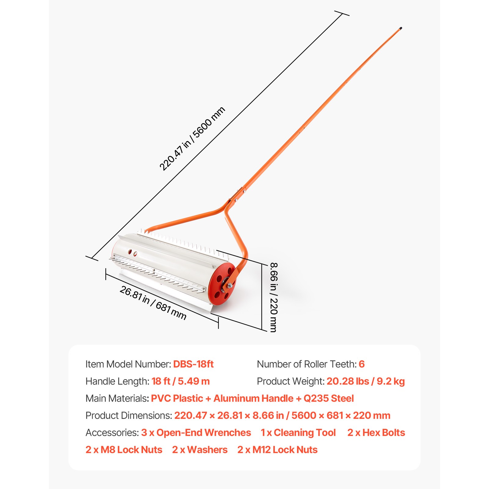 Uimoso Lake Weed Roller and Rake Tool,18ft for Clearing Weeds in Lakes and Ponds