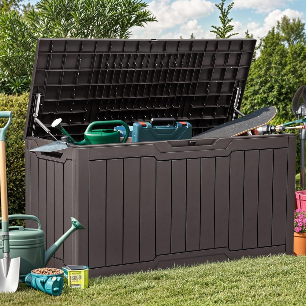 Large 80 Gallon Outdoor Storage Box - Water Resistant Lockable Container