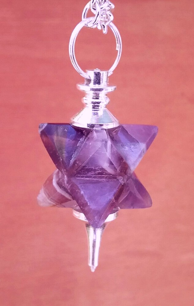 AMETHYST Dowsing Pendulum, CRYSTAL MERKABA PENDULUM, PURPLE Merkaba Pendulum