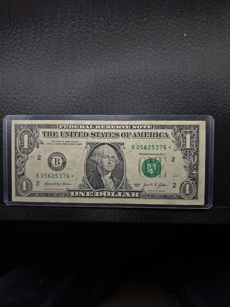 2021 Star Note Over Inking Error On Serial Number  Dollar