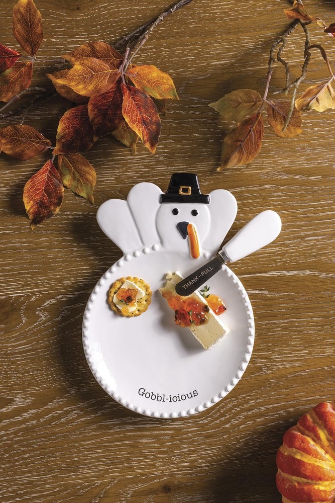 Mud Pie Thanksgiving Turkey Plate & Spreader Set