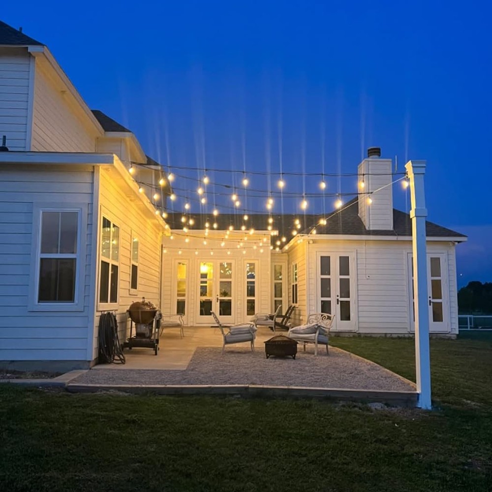 Outdoor Lights Hanging Kit,Globe String Light Suspension ,100FT Black