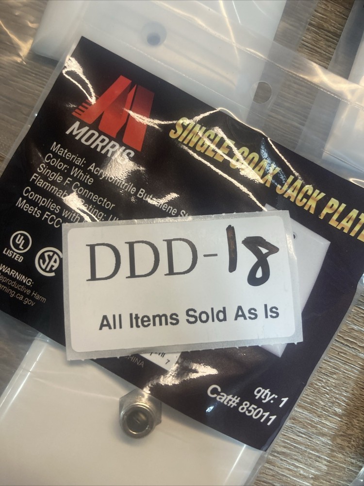 5 Pack Morris Single Coax Jack Plate White 85011