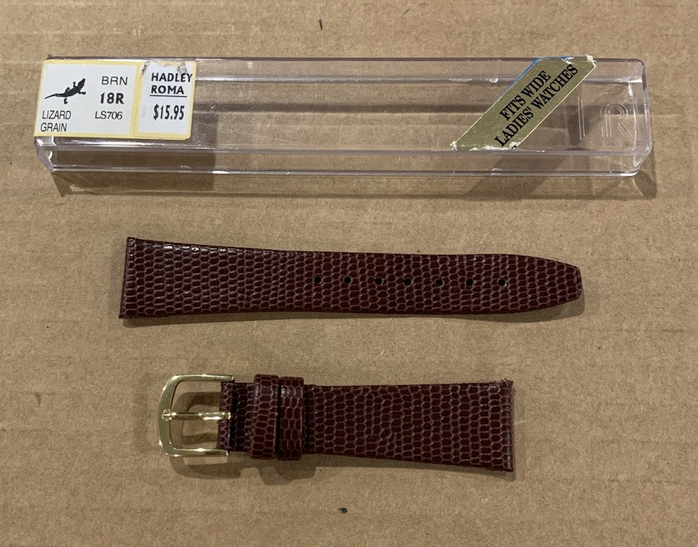 Ladies Genuine Leather Java Lizard Grain Watch Band Strap - Brown - LS706