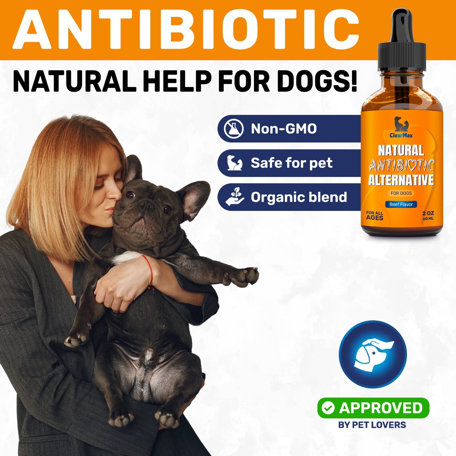 Natural Antibiotics for Dogs | Allergy & Infection Relief | Beef Flavor | 2 Oz