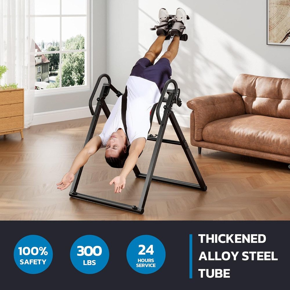 YOLEO Inversion Table for Back Pain 2026 Foldable Inversion Table W/Removable Lu