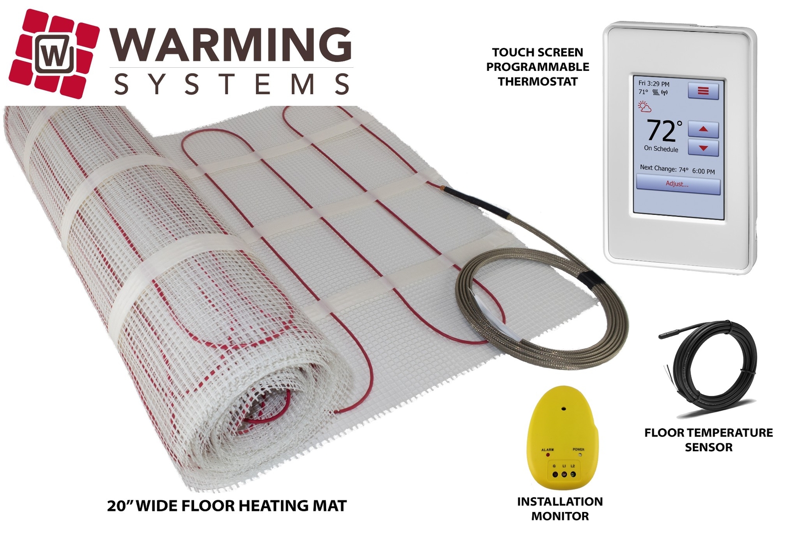 240V Radiant Floor Heat System Electric Mat Tile Warm Heated All Sizes w/Thermo