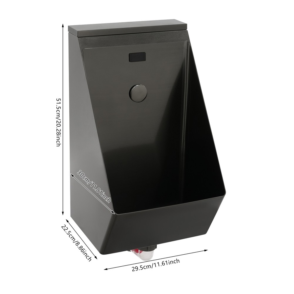 Wall Mounted Sensor Urinal Automatic Sensor Urinal Toilet For Men Toilet Black