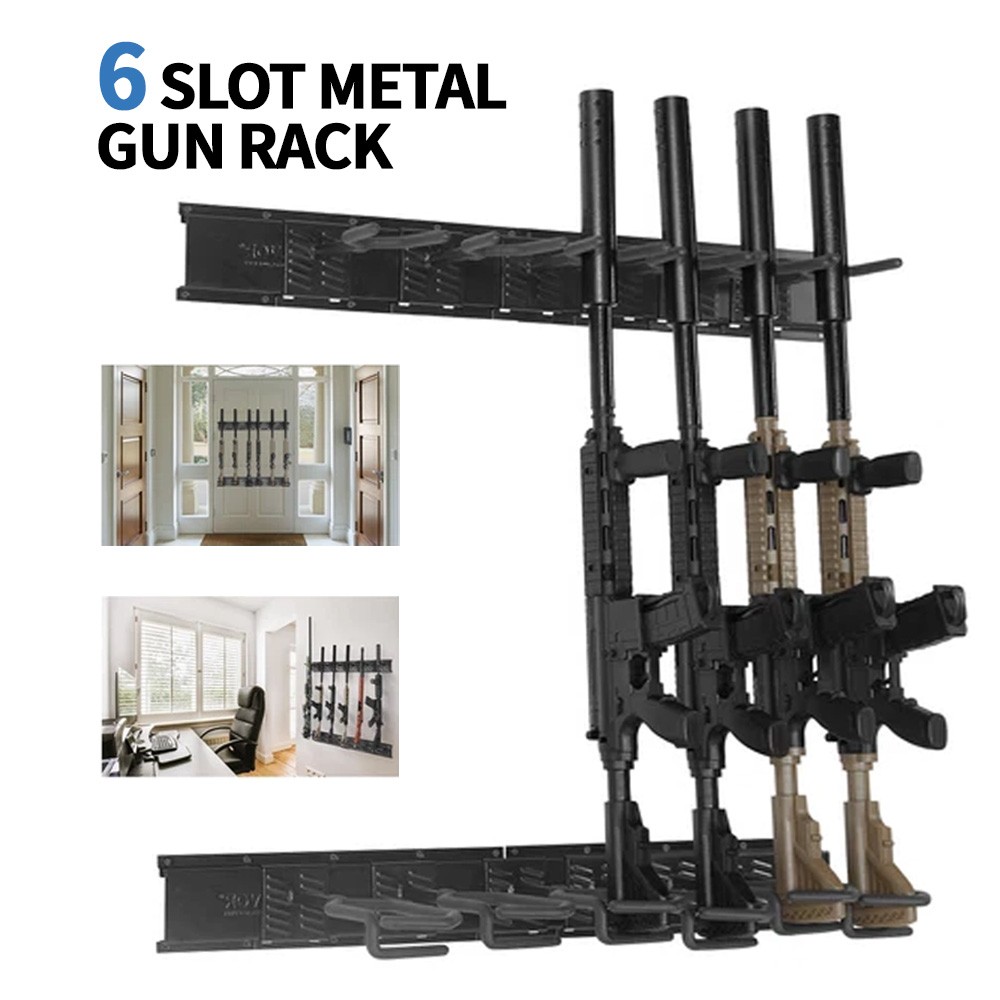 CISIVIS Gun Rack 6-Slot Indoor Metal Gun Rack Wall Mount Vertical Rifle Rack