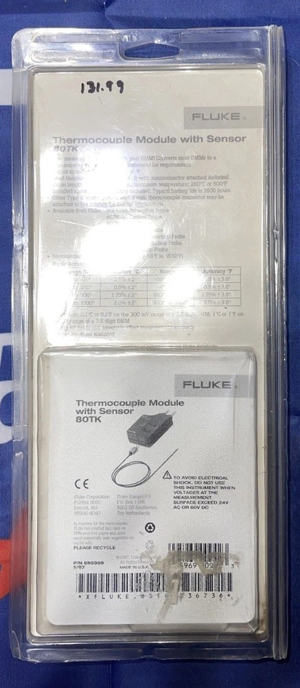 FLUKE MODEL 80TK MODULE AND THERMOCOUPLE NEW IN PACKAGING