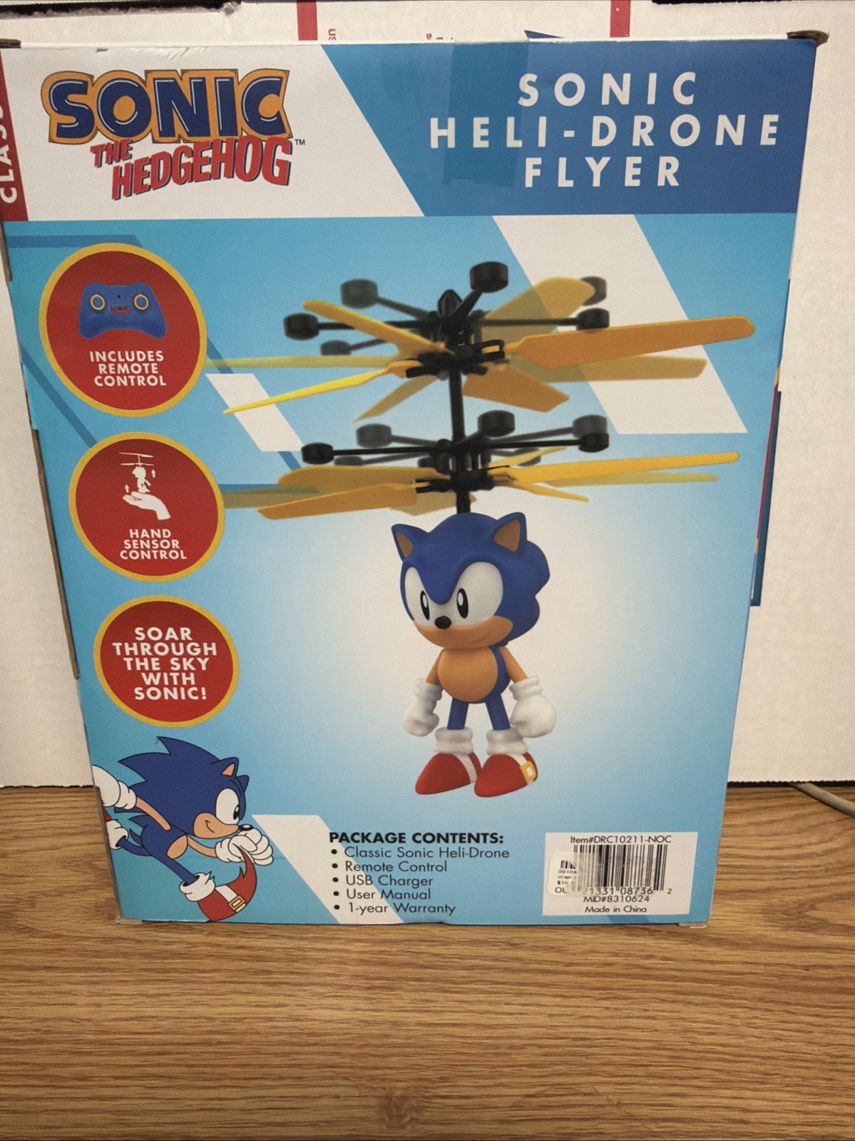 Classic Sonic The Hedgehog HELI-DRONE FLYER Inc Remote Control Hand Sensor NEW