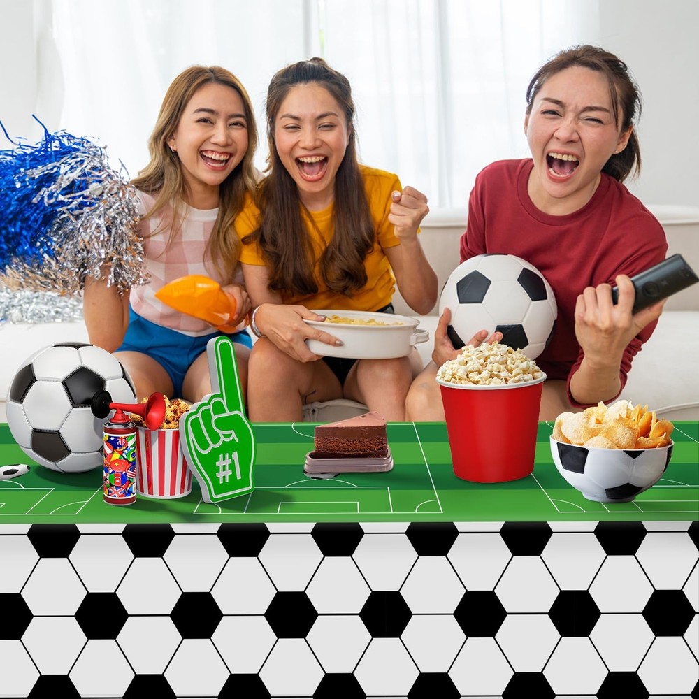 2 Pcs Soccer Table Cloth 54 x 108 Inches Disposable Plastic Rectangular Table...