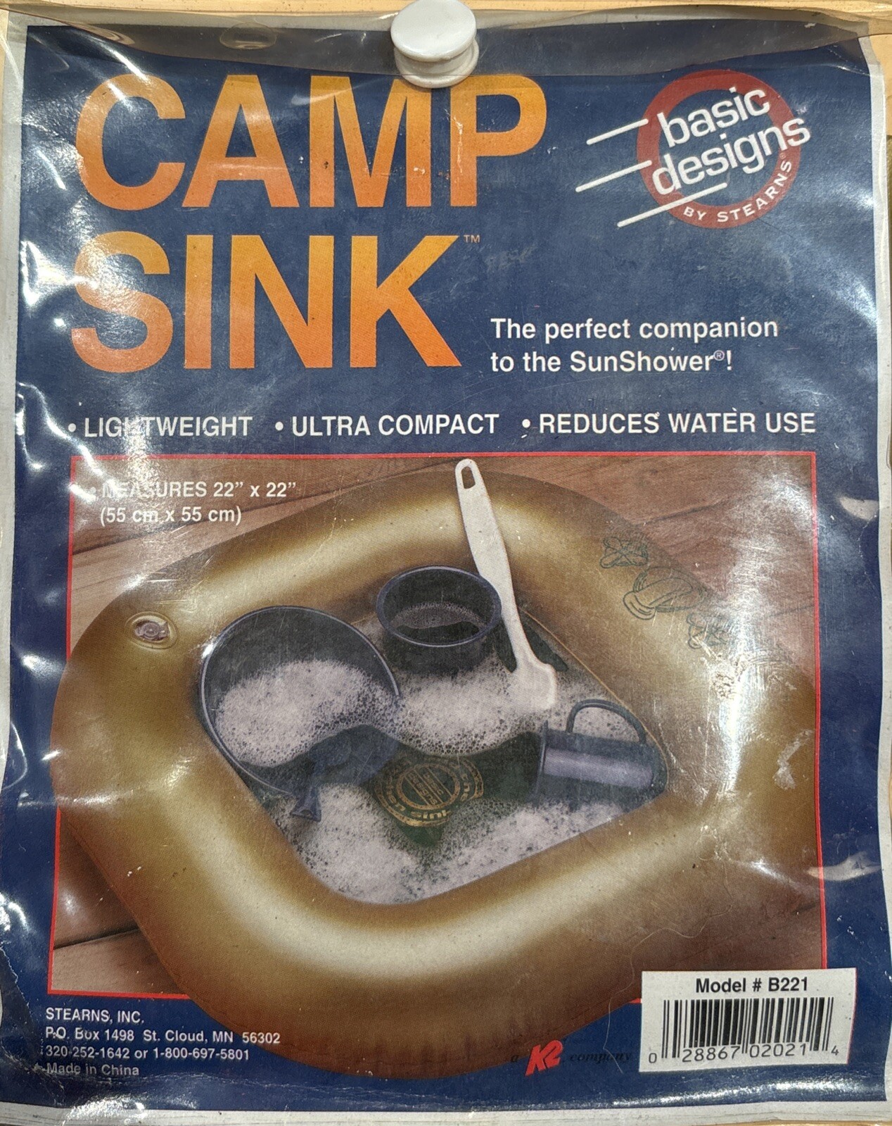 Basic Designs Inflatable Camping Sink Green 22x22 Lightweight Ultra Compact