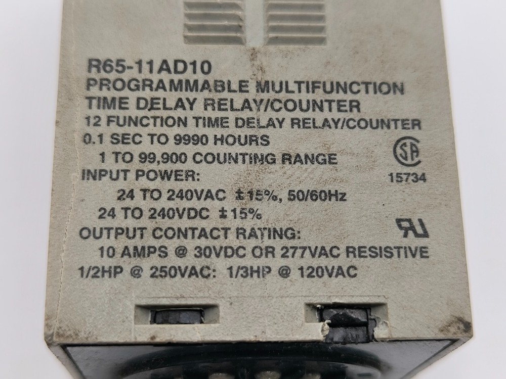 NTE Electronics R65-11AD10 Time Delay Relay Counter 10A 24-240VAC 12-Function