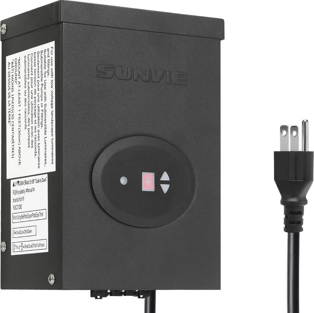 300W Low Voltage Transformer for Landscape Lighting Timer and Sensor Sunvie