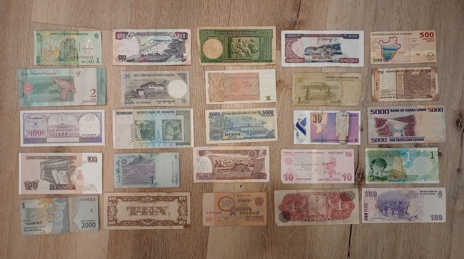 25 Banknotes DIFFERENT COUNTRIES Circulated Currency Foreign World Paper Money