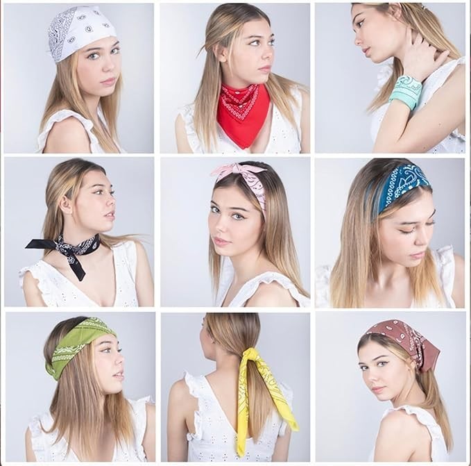30PCS Bandanas Unisex Paisley Bandanas Bulk Multi-Purpose Headband Cowboy Hea...