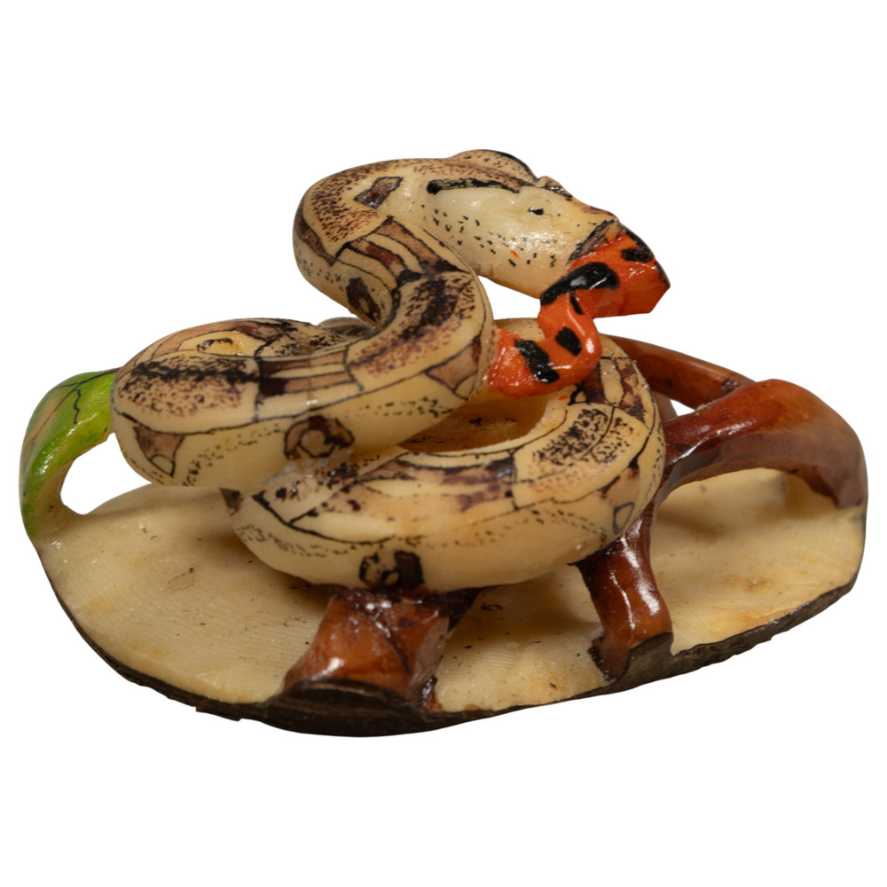 Snake Eating A Frog Tagua Carving