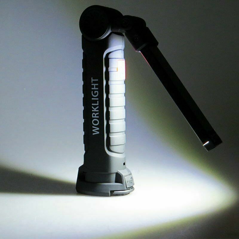 Rechargeable COB LED Slim Work Light Lamp Flashlight Inspect Folding Torch 18650