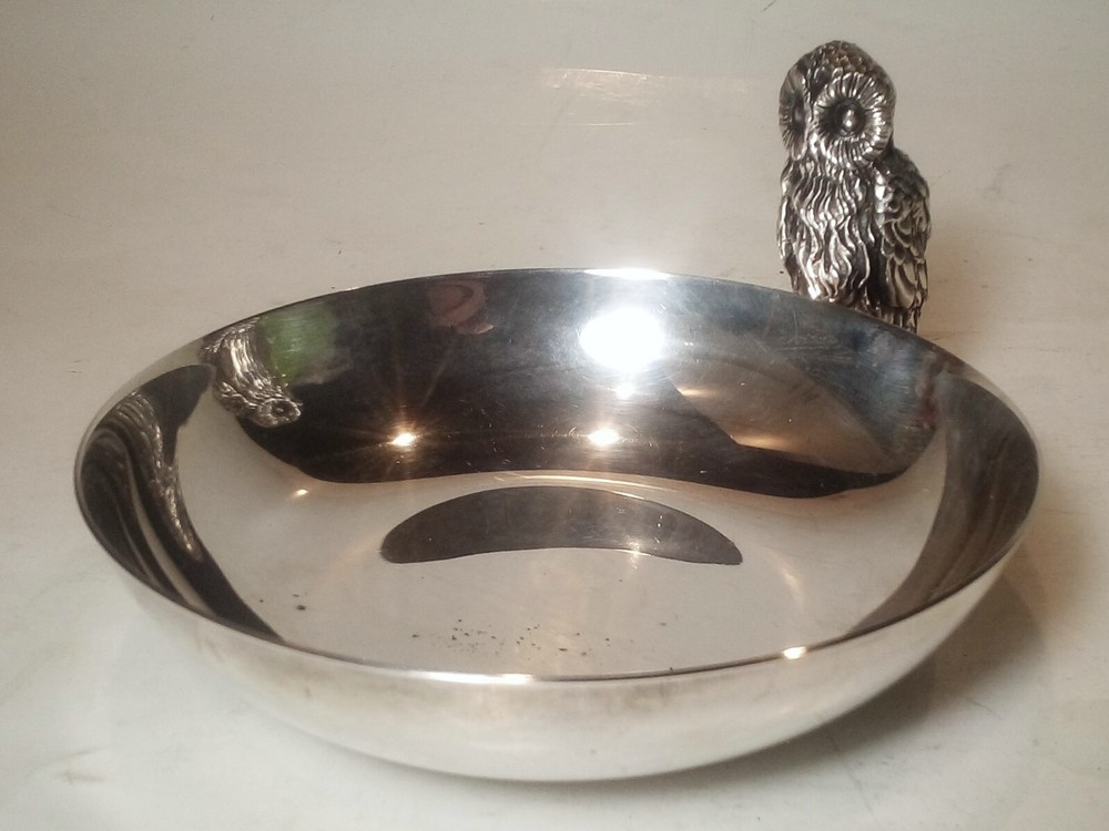 Vintage Reed & Barton Silver Plate Owl Trinket or Candy Bowl Dish