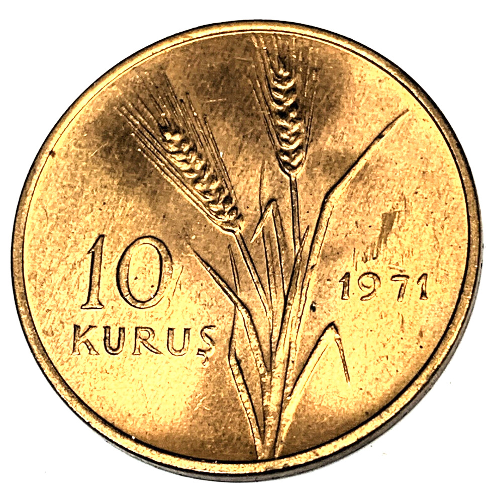 # C8553 TURKEY COIN, 10 KURUS 1971