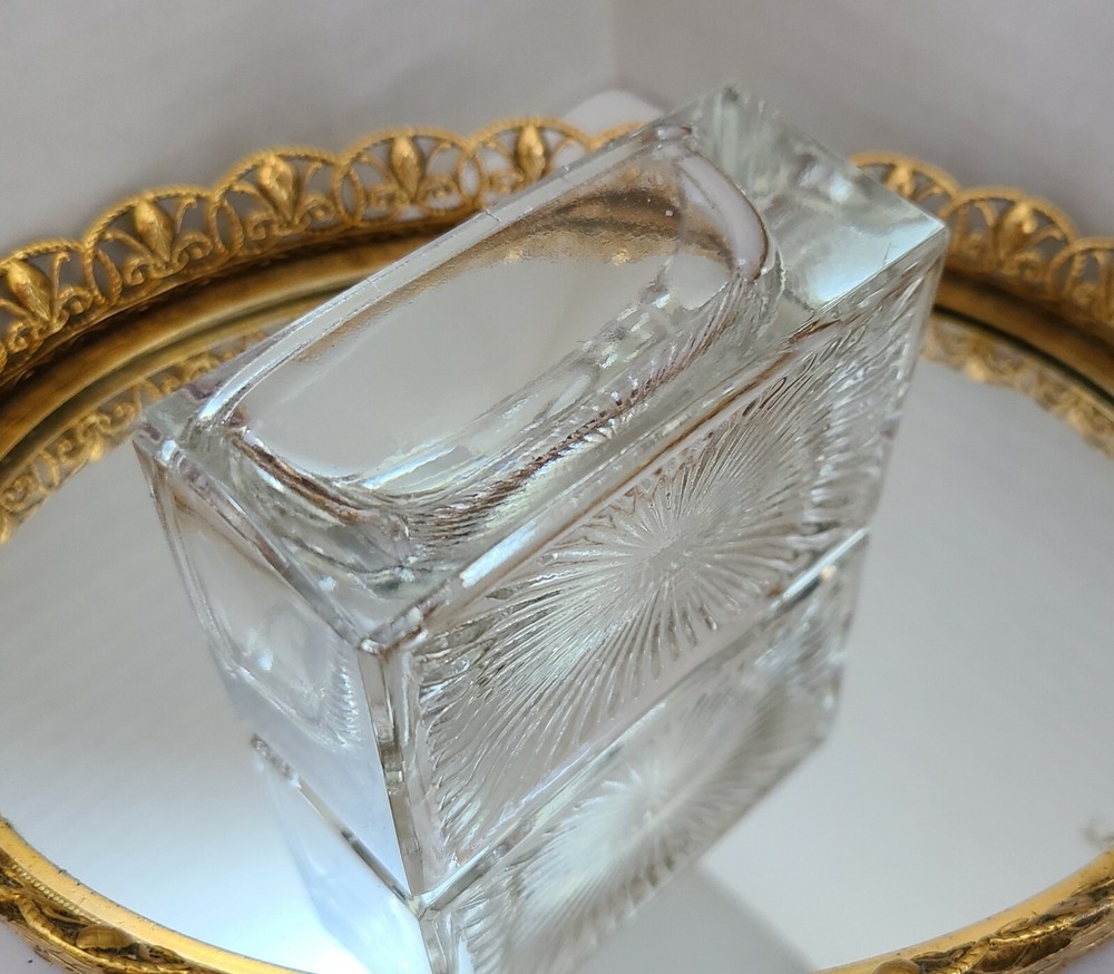 vtg CLEAR rectangular shape MASTER SALT CELLAR DIP OPEN MINT DISH Free Ship US