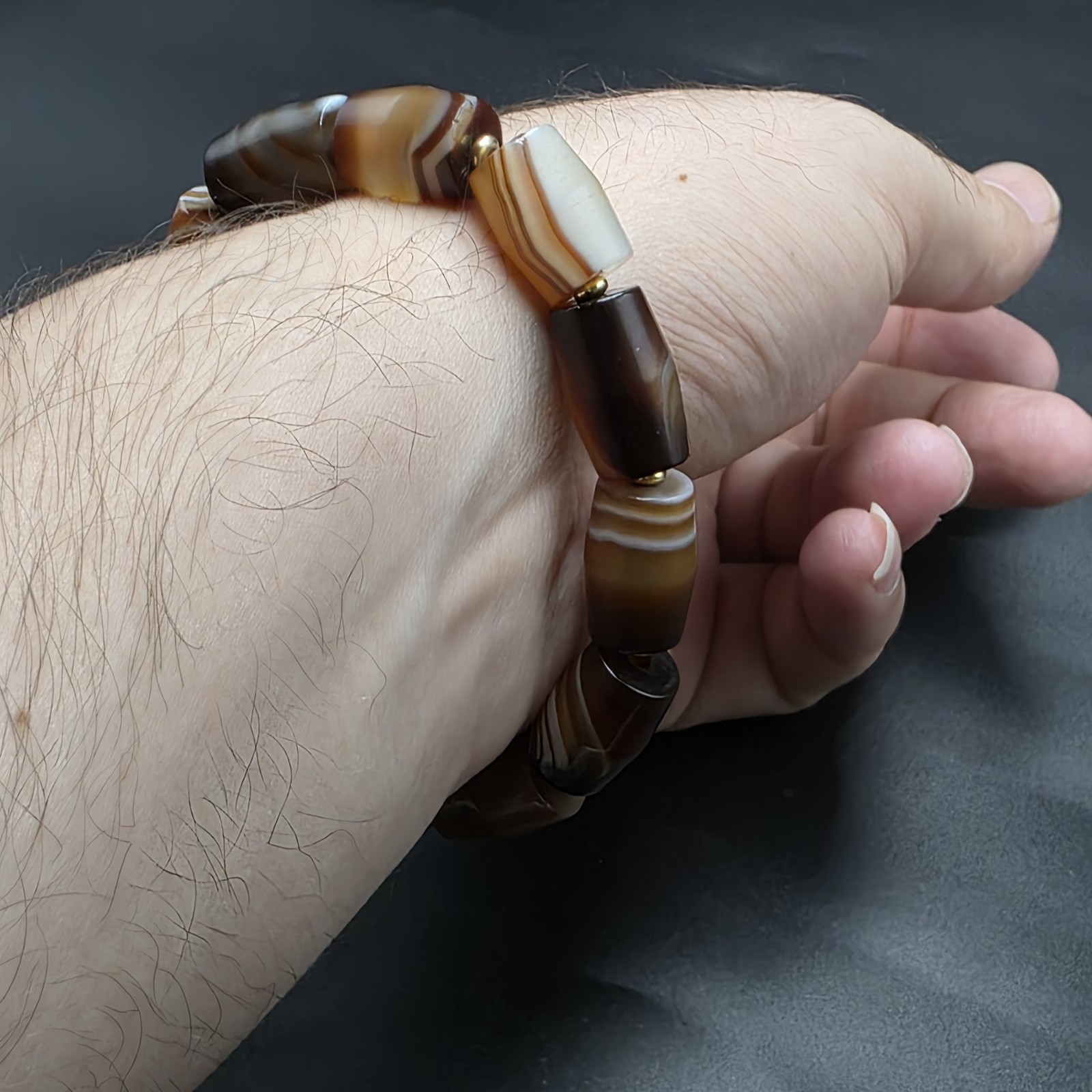 Antique Old Dzi Agate Tibetan Agate Beads Bracelet