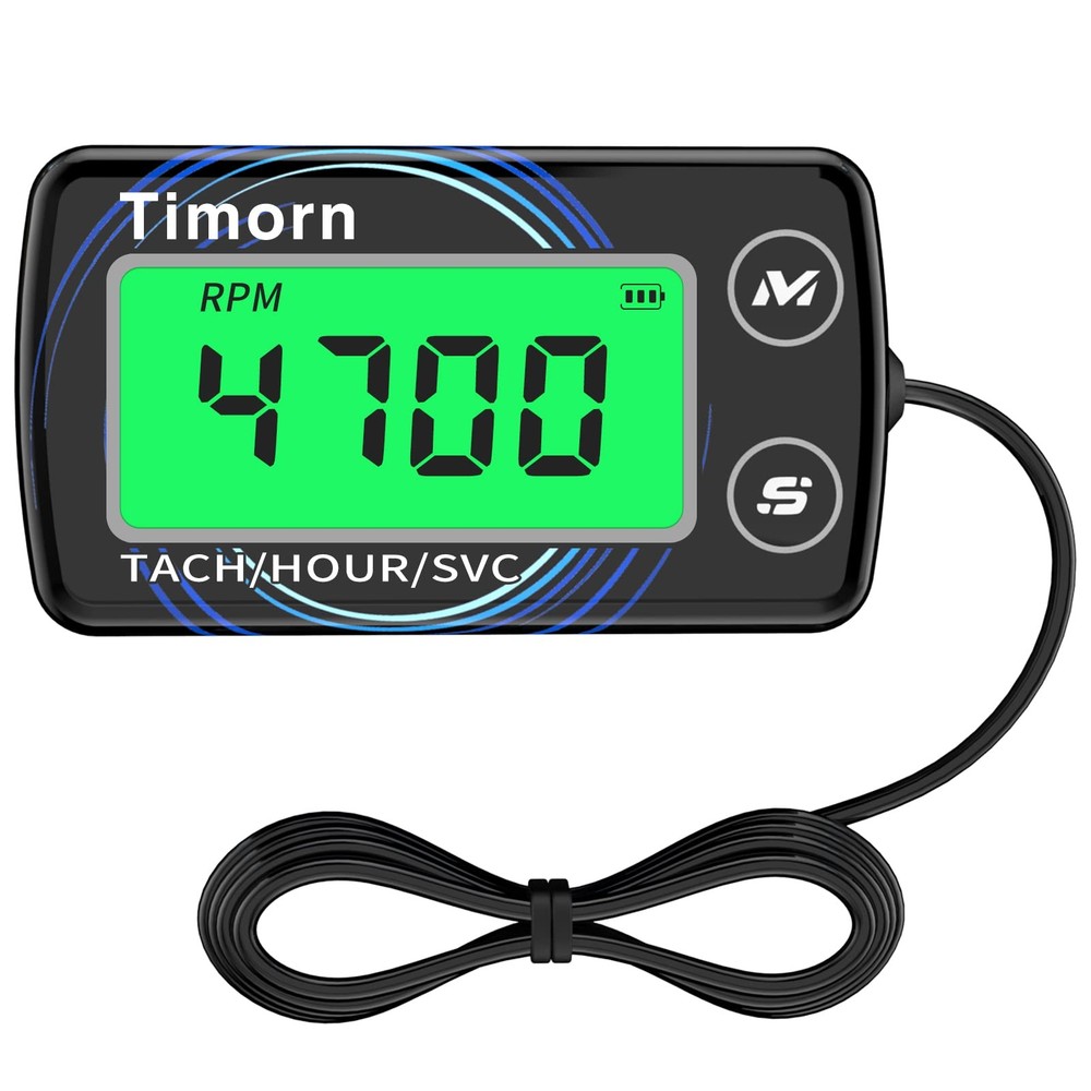 Small Engine Tachometer Hour Meter: Timorn Digital Inductive Black, Blue
