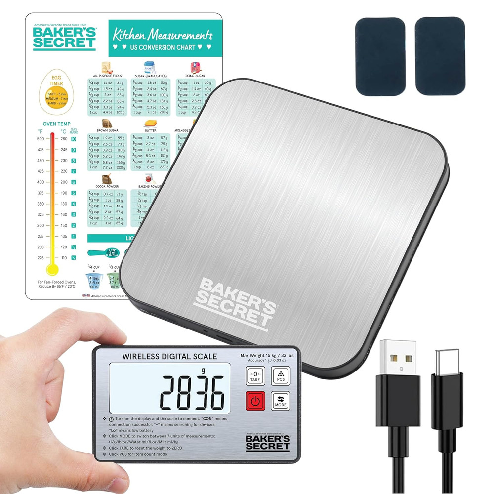 Kitchen Scale 33Lbs Wireless Display, 2X Magnets Support, USB-C Charging Compati