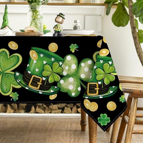 St. Patrick's Day Tablecloth 60×120 Inch, 60" x 120" (Rectangular) Black