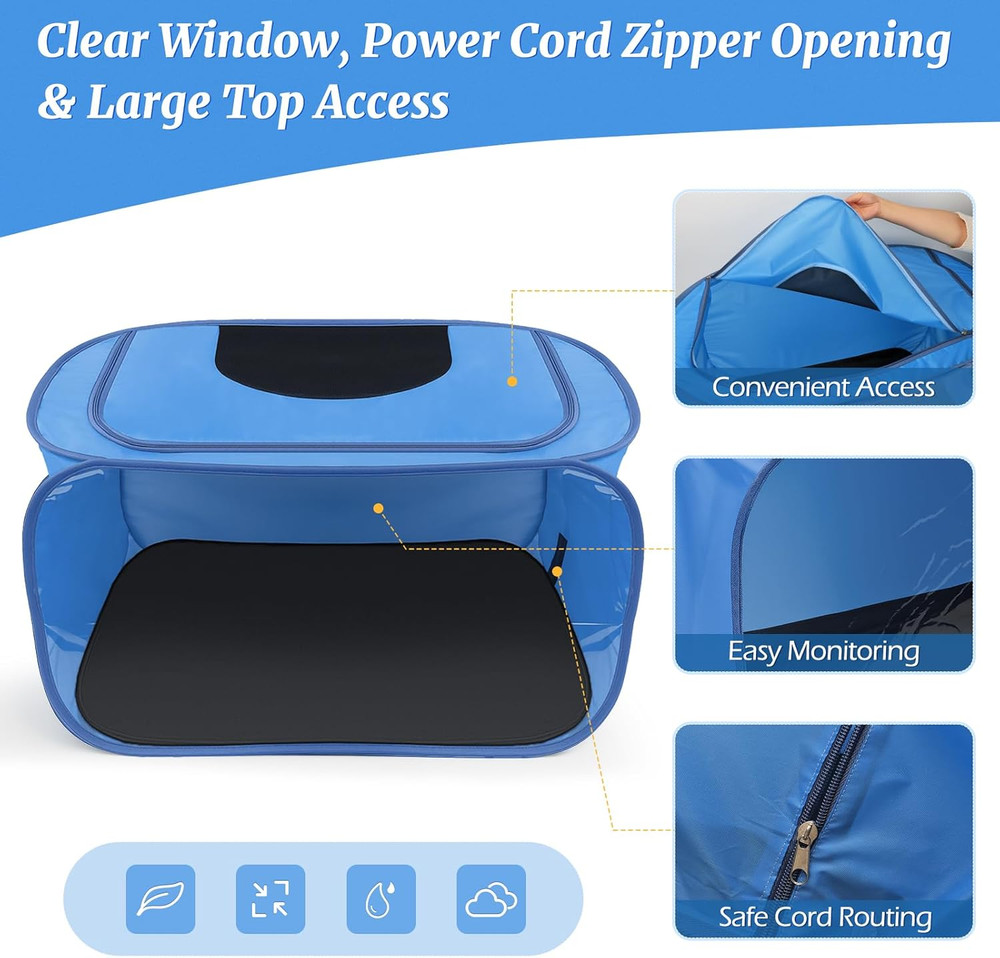 Chicken Brooder Box for Chicks, Pop Up Chick Brooder Kit with Clear Window, Wate