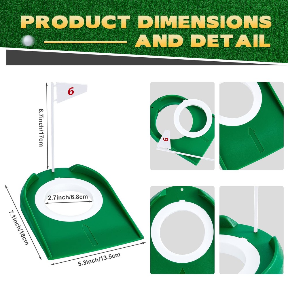 9 Pack Golf Putting Cup and Flag Plastic Golf Hole Training Aids Training Put...