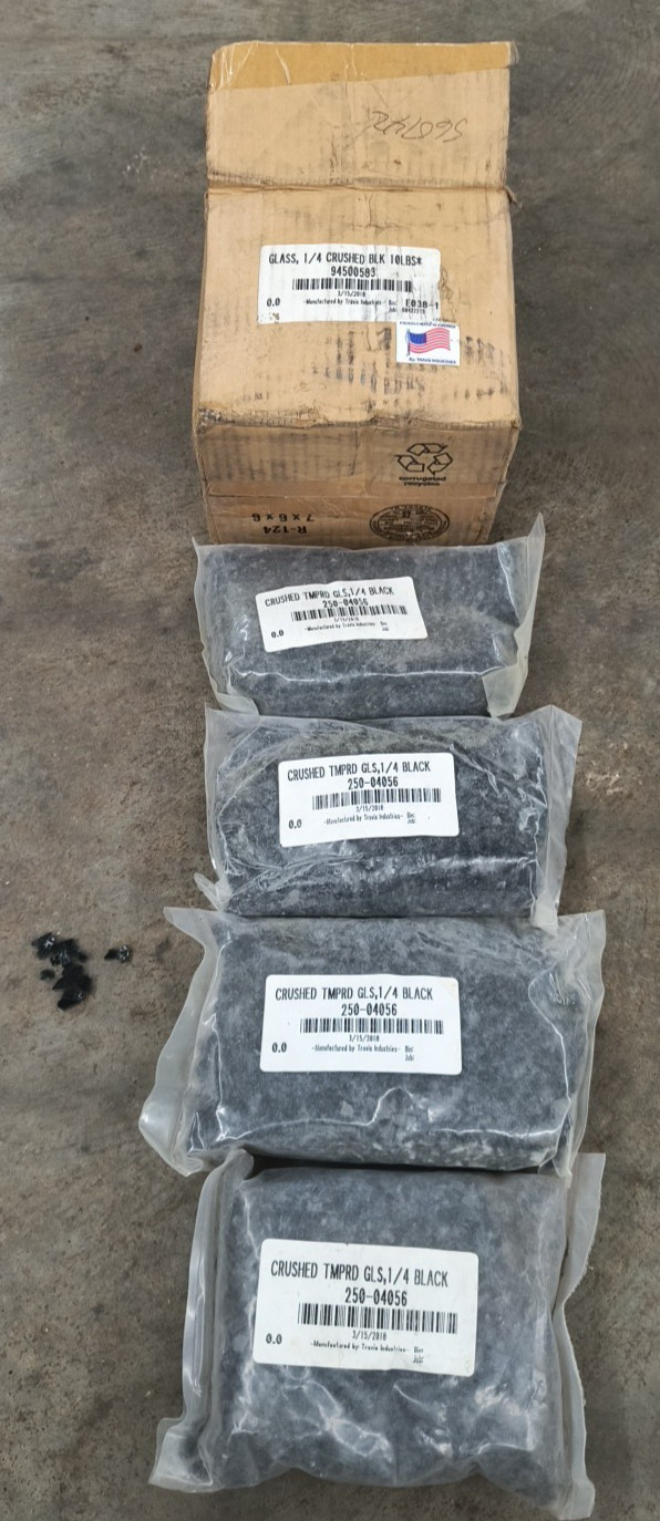 10lbs Tempered Black 1/4", Crushed Glass