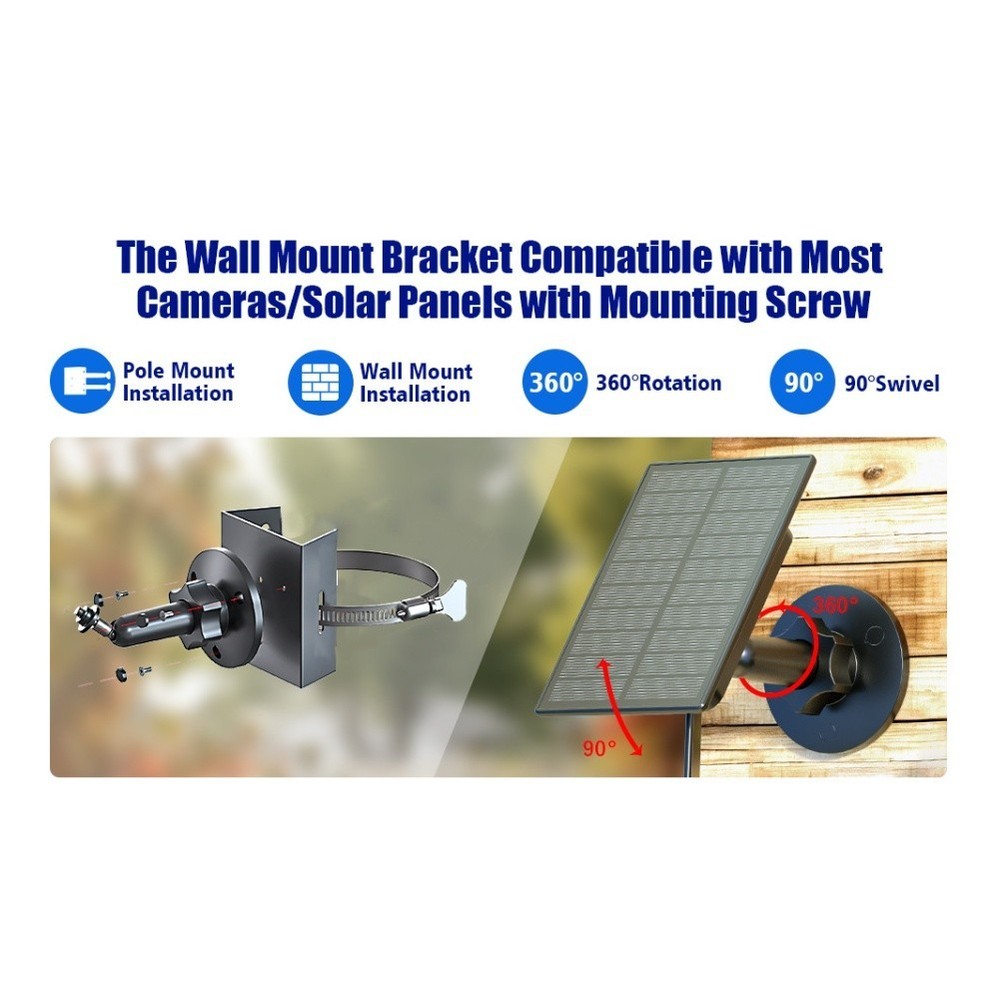 For EufyCam Models Solar Panel Mount Camera Bracket 90?? Tilt Adjustment