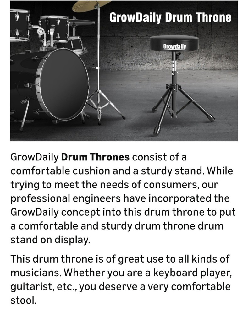 Drum Throne,Adjustable Stool Drum Universal Drum Throne Drummer Stool for Adu...