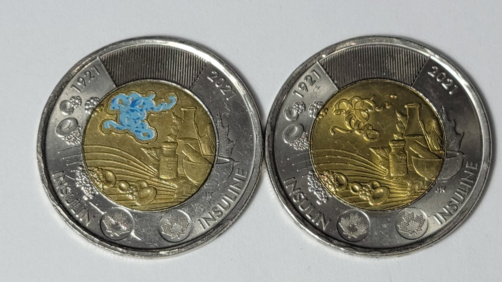 BOTH 2021 CANADA Insulin 2 Dollar Toonie Coin T253