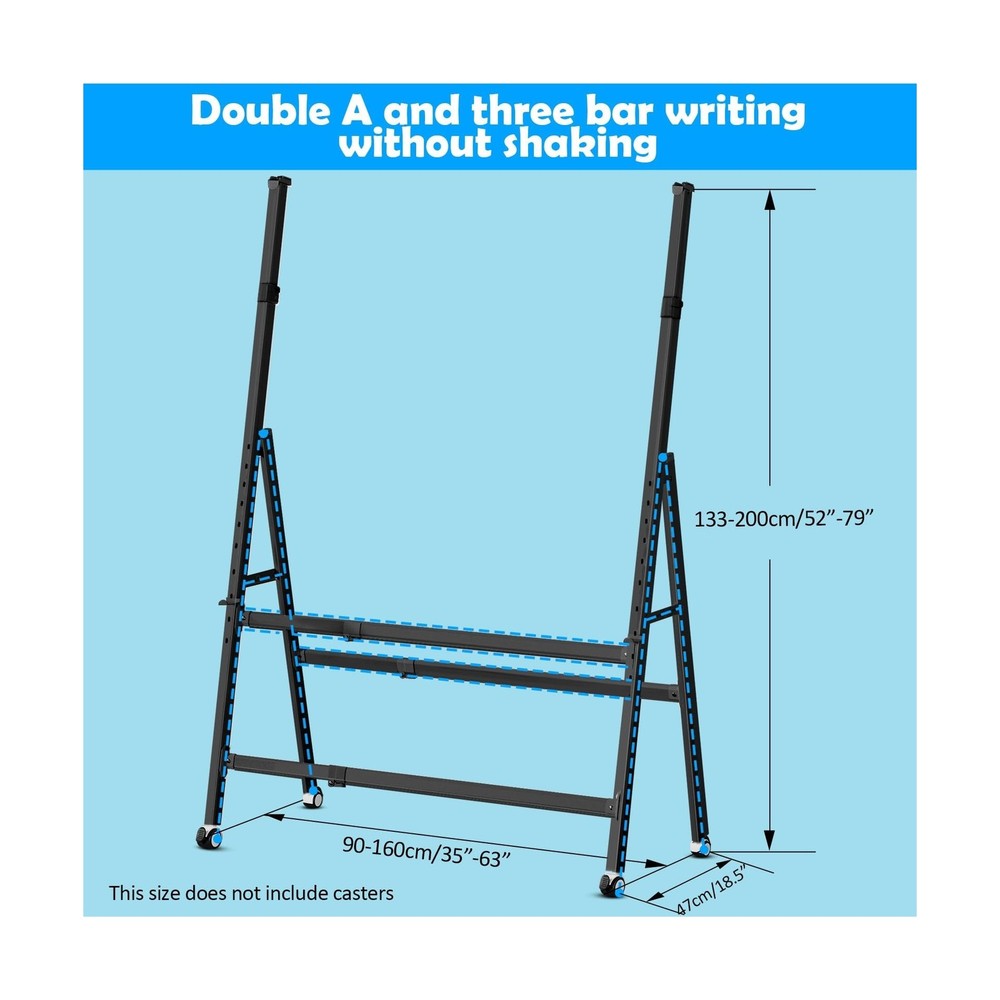 A-Frame Foldable Whiteboard Stand, Height and Width Adjustable, Mobile Stand ...